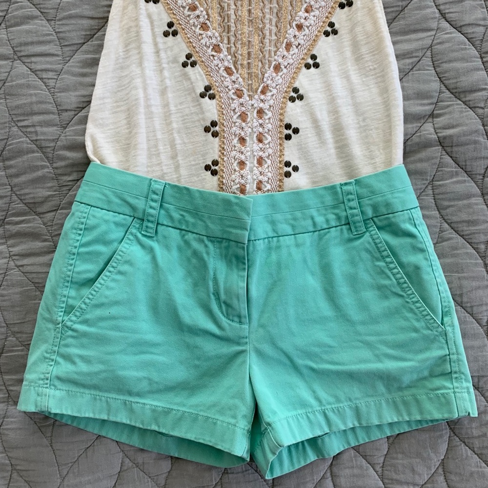 J. Crew mint chino shorts, size 00